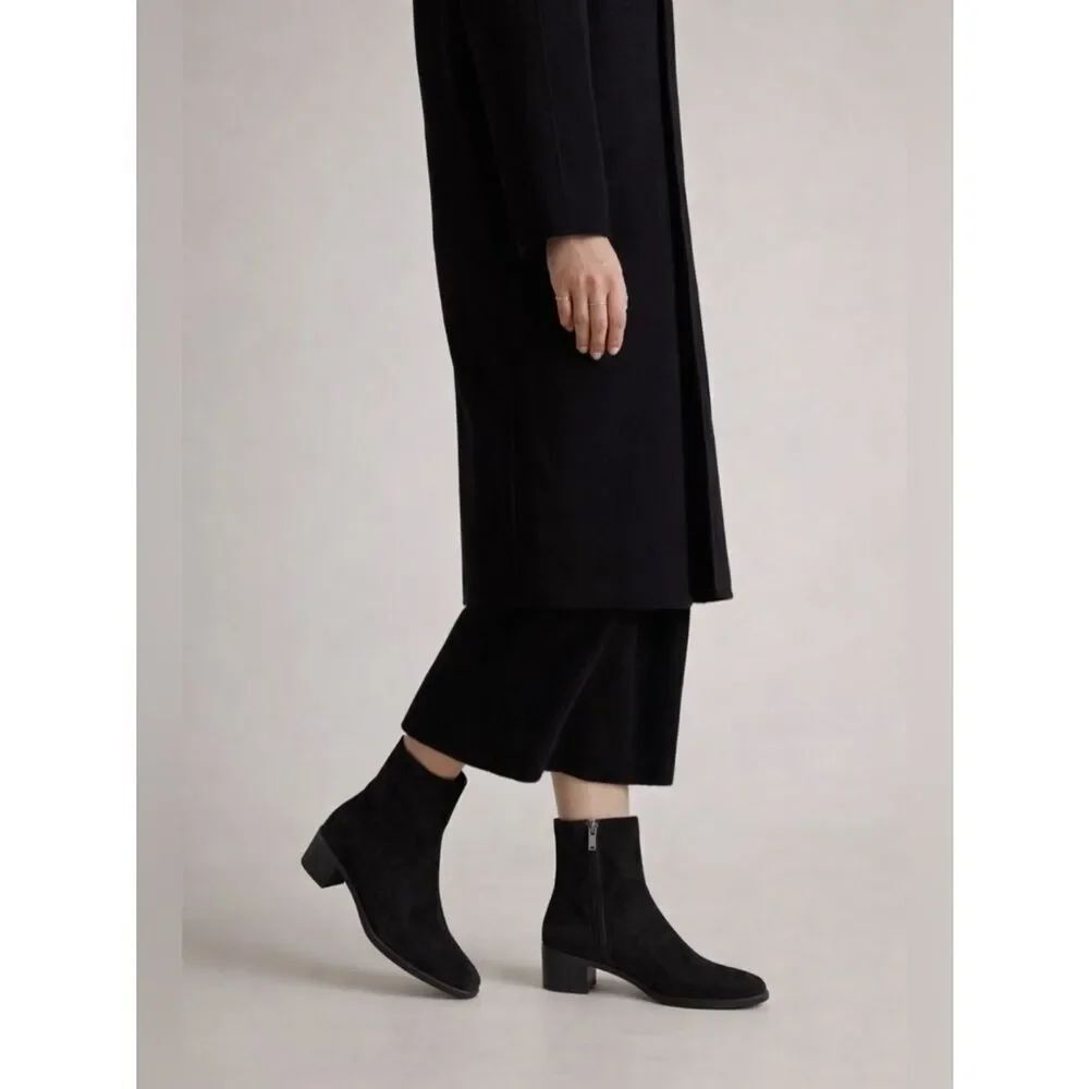 Splendid Black Ankle Boots Size 11M Block Heel Side Zip Minimalist Booties Fall